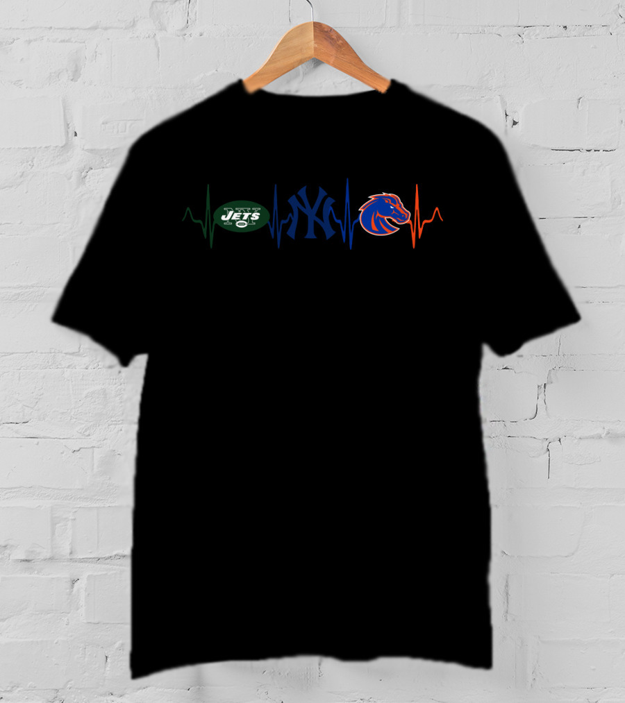 Jets Yankees Broncos Heartbeat Bsb T-Shirt