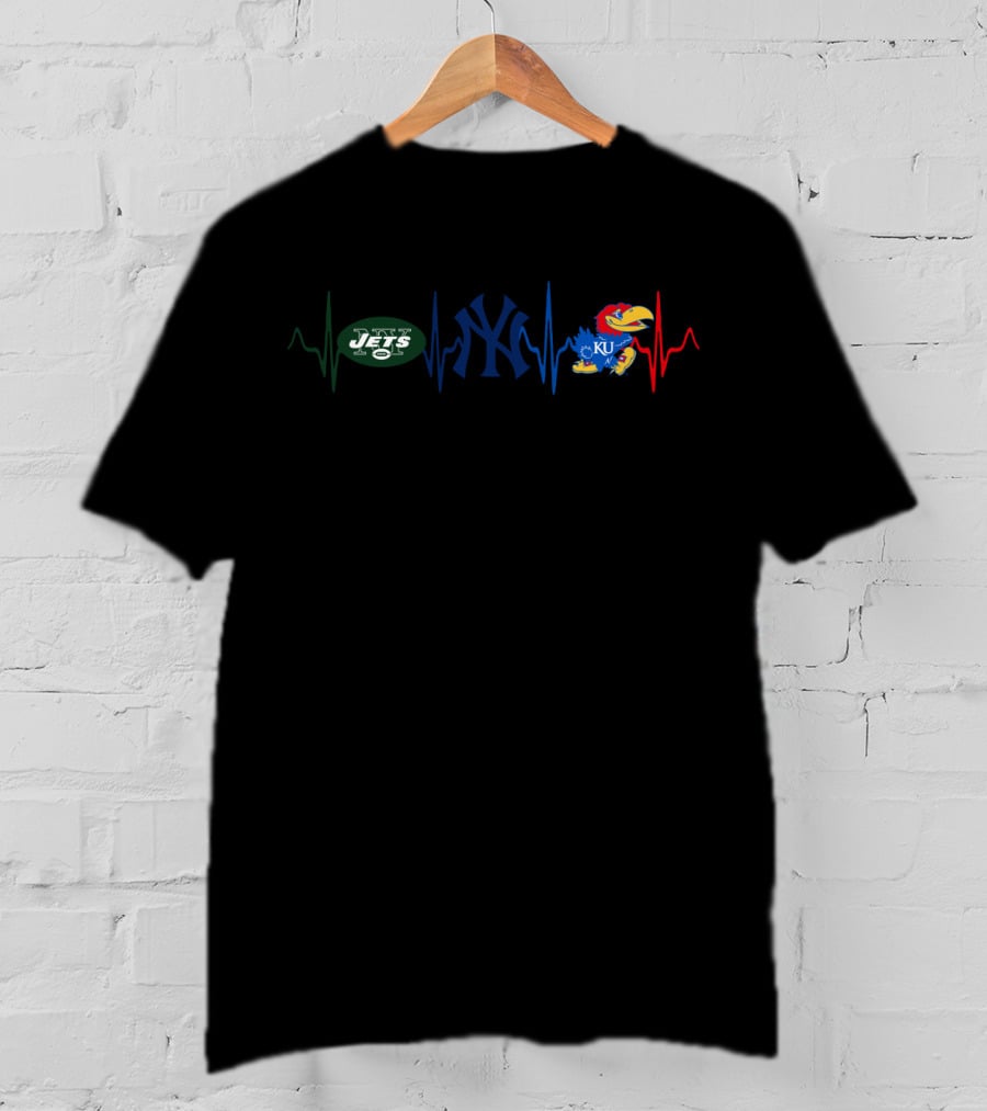Jets Yankees Ku Heartbeat Love T-Shirt