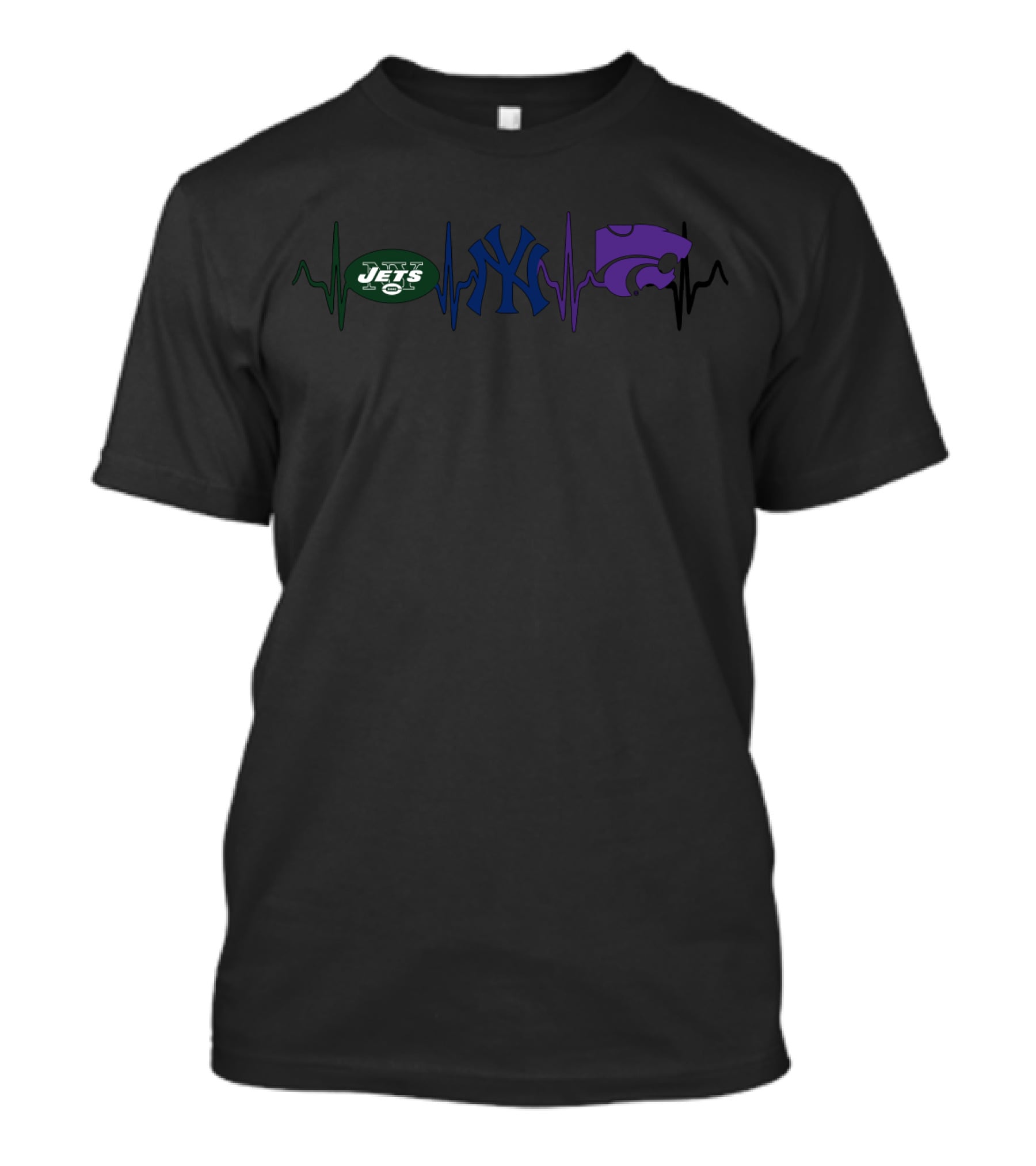 Love Jets Yankees Wildcats Heartbeat Ksw T-Shirt