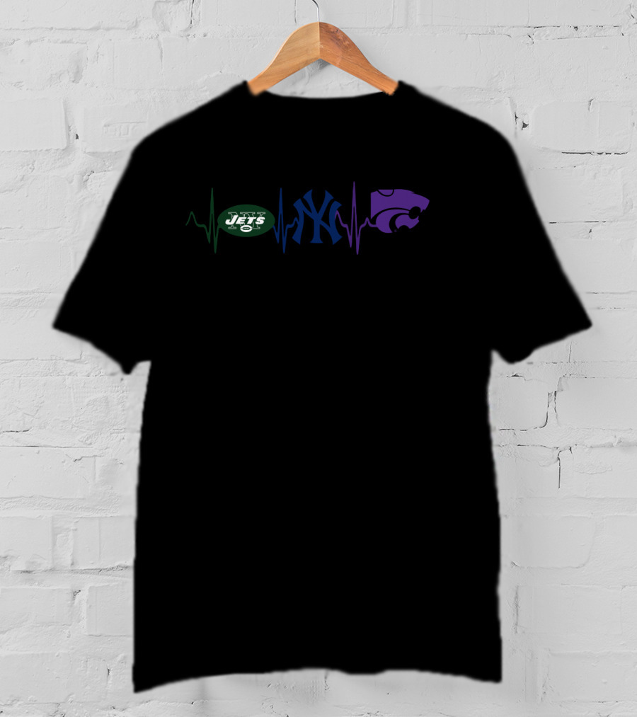 Love Jets Yankees Wildcats Heartbeat Ksw T-Shirt