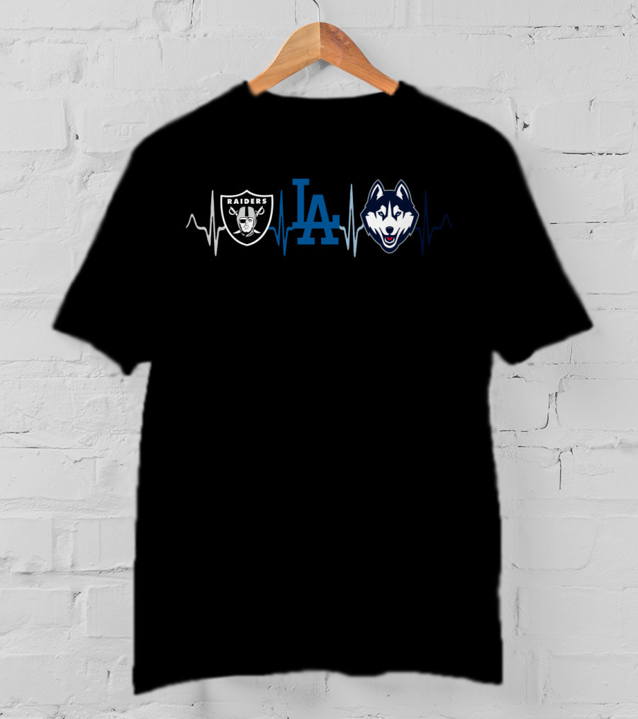 Raiders La Dodgers Huskies Heartbeat T-Shirt
