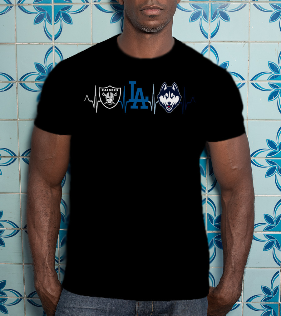 Raiders La Dodgers Huskies Heartbeat T-Shirt