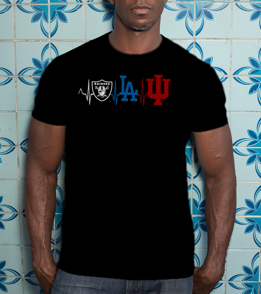 Raiders La Dodgers Indiana Hoosiers Heartbeat T-Shirt