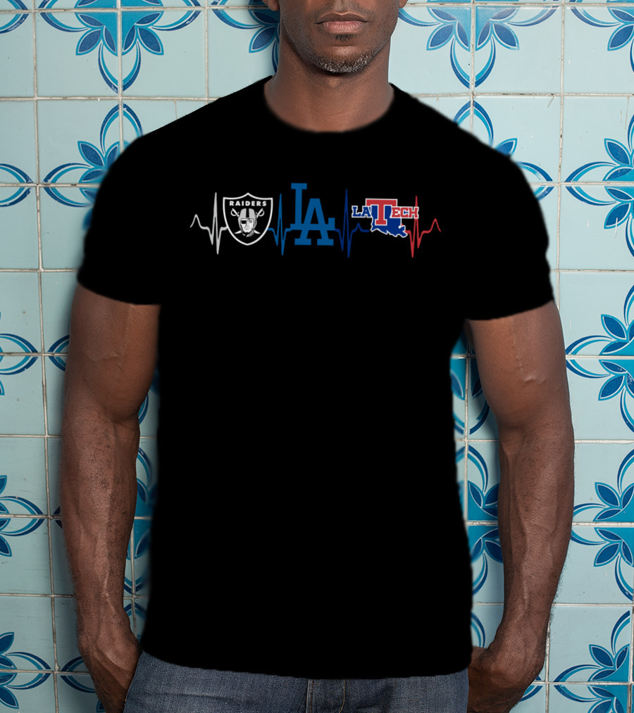 Raiders Dodgers La Tech Heartbeat T-Shirt