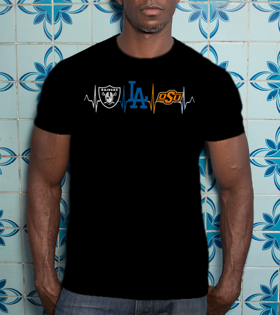 Raiders La Dodgers Osu Heartbeat T-Shirt