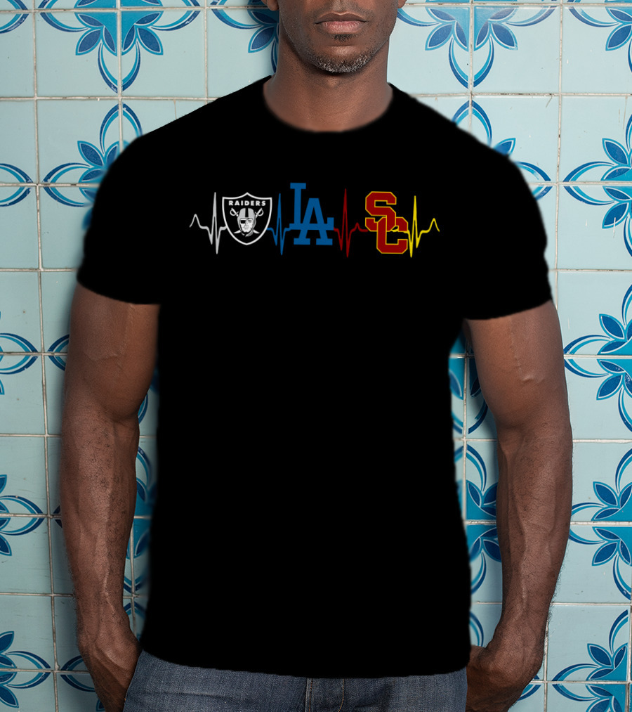 Raiders Dodgers Usc Heartbeat T-Shirt