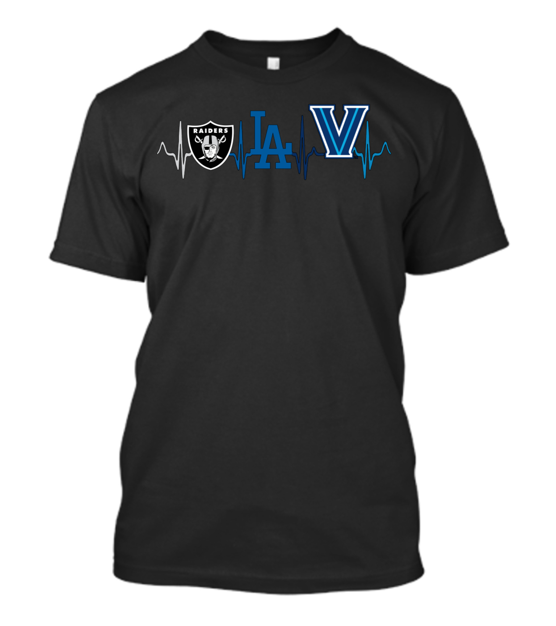 Raiders La Dodgers Villanova Heartbeat Logo Series T-Shirt