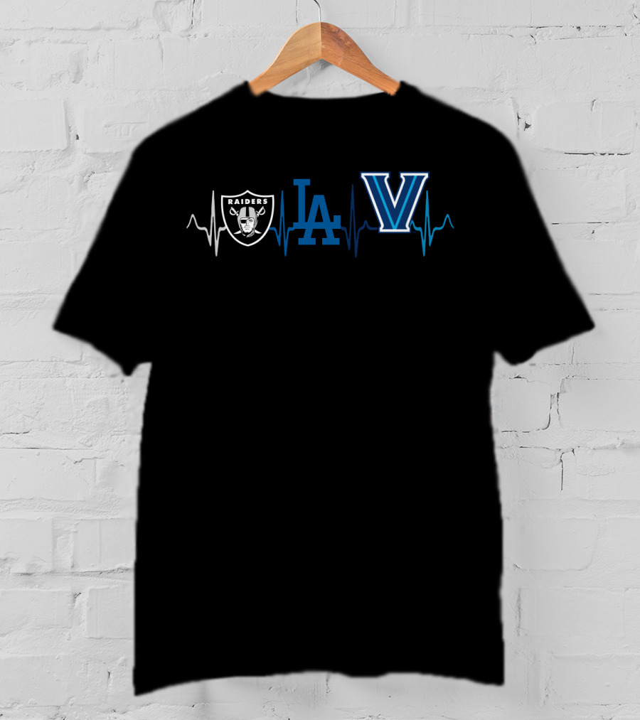 Raiders La Dodgers Villanova Heartbeat Logo Series T-Shirt