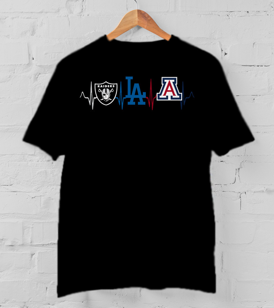 Raiders La Dodgers Arizona Wildcats Heartbeat T-Shirt