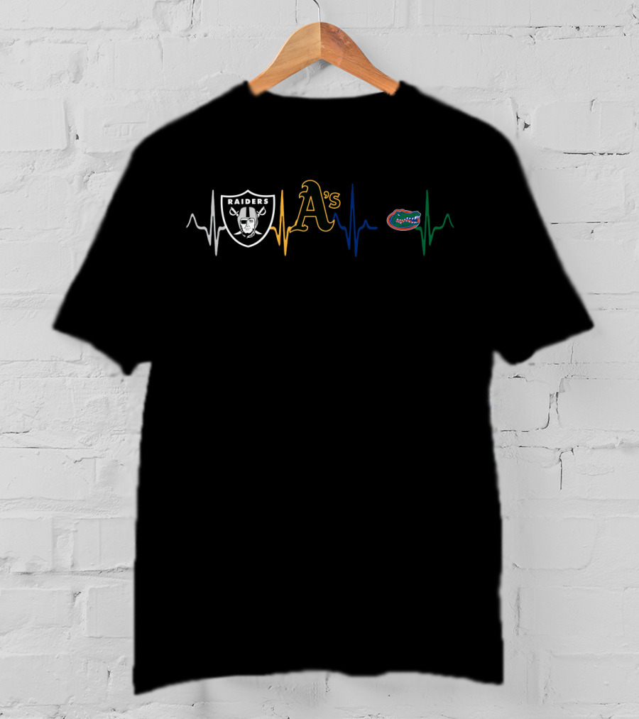 Raiders Athletics A's Gators Heartbeat Fg T-Shirt