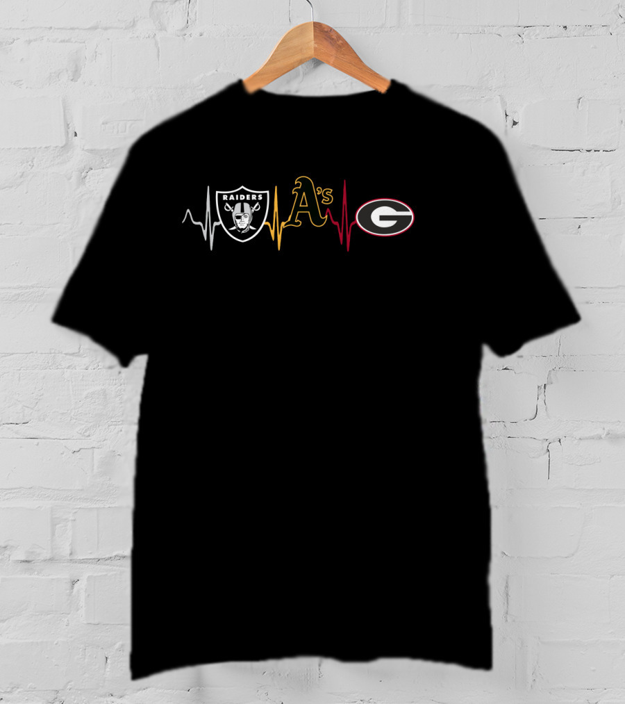 Raiders Athletics Georgia Bulldogs Heartbeat Logo Mashup T-Shirt