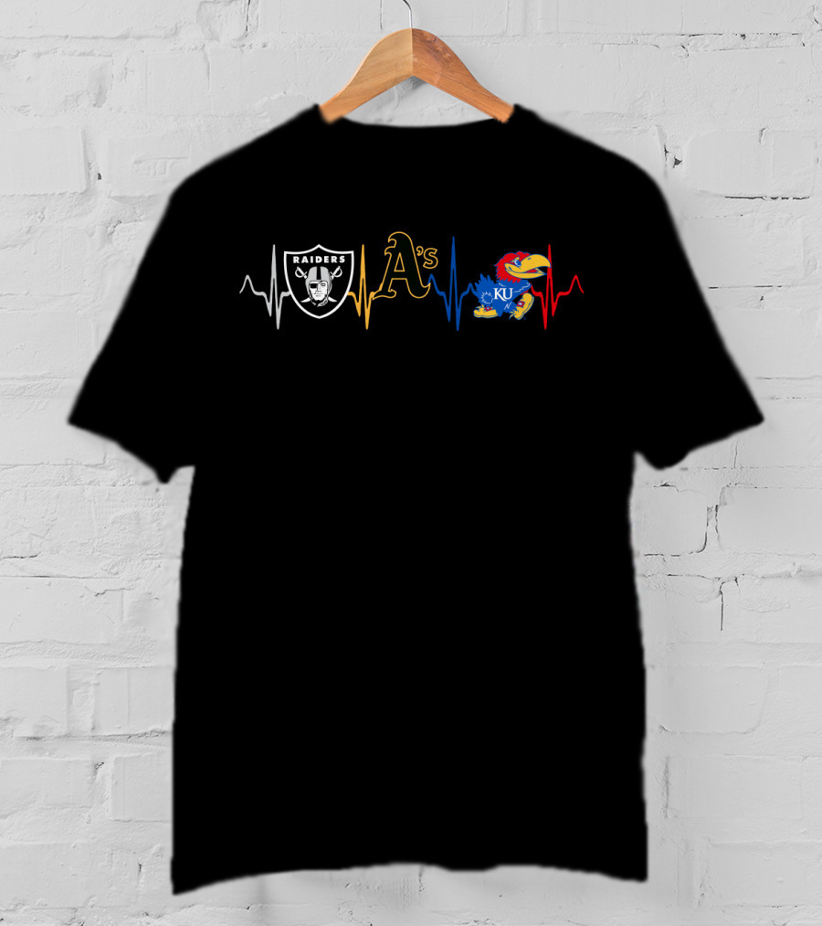 Raiders A's Ku Jayhawks Heartbeat Kj T-Shirt