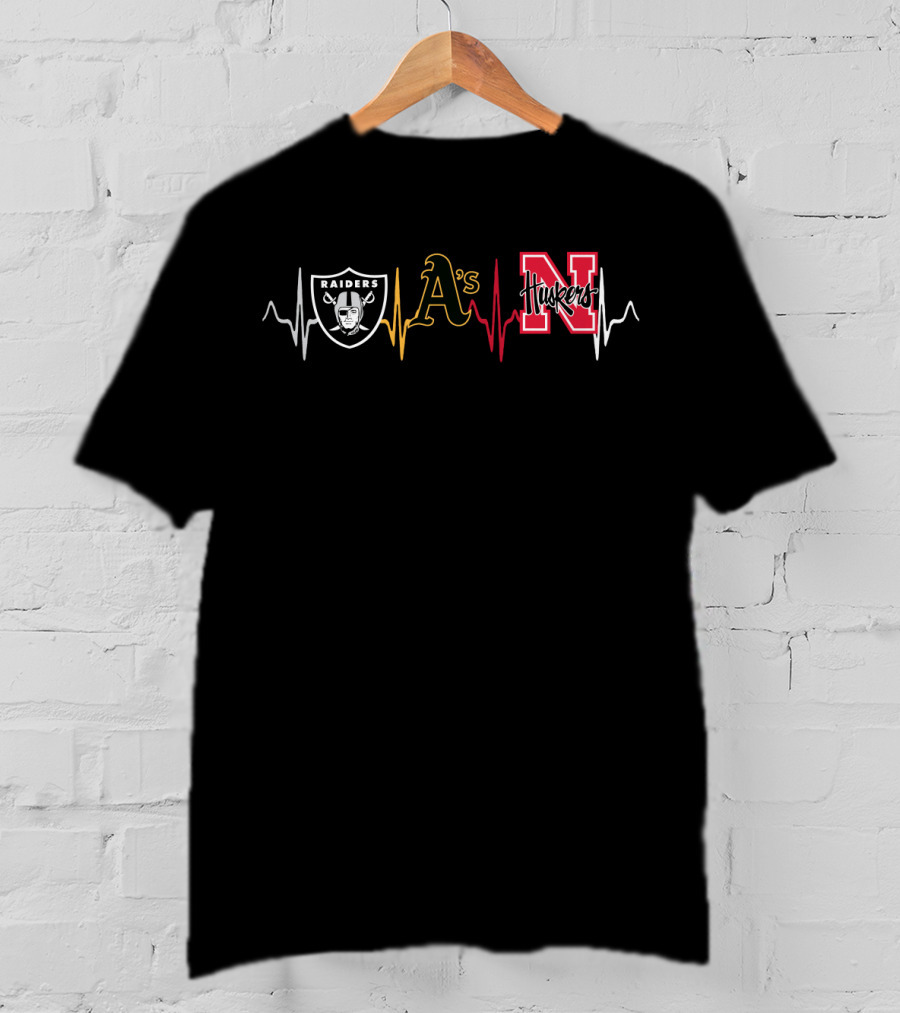 Raiders A's Huskers Heartbeat T-Shirt