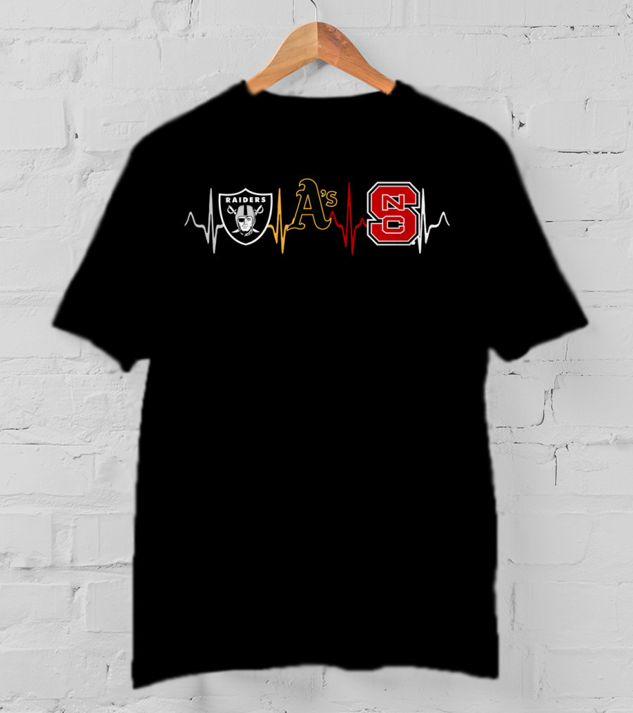 Raiders A's Nc State Heartbeat T-Shirt