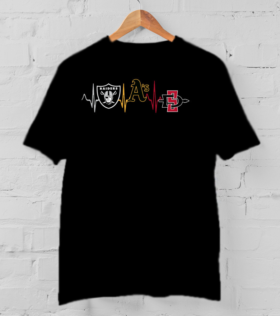 Raiders A's Sdsu Athletics Heartbeat T-Shirt