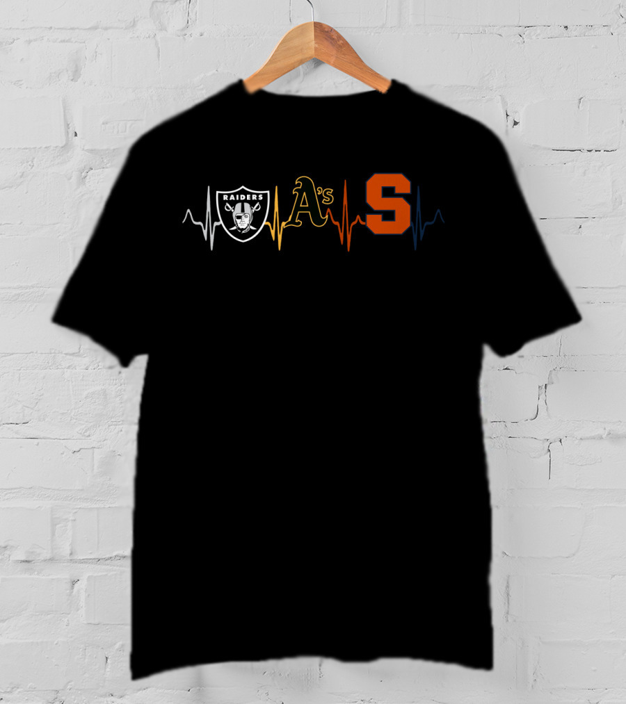 Raiders Athletics A's Heartbeat S Sports Fan Collection T-Shirt