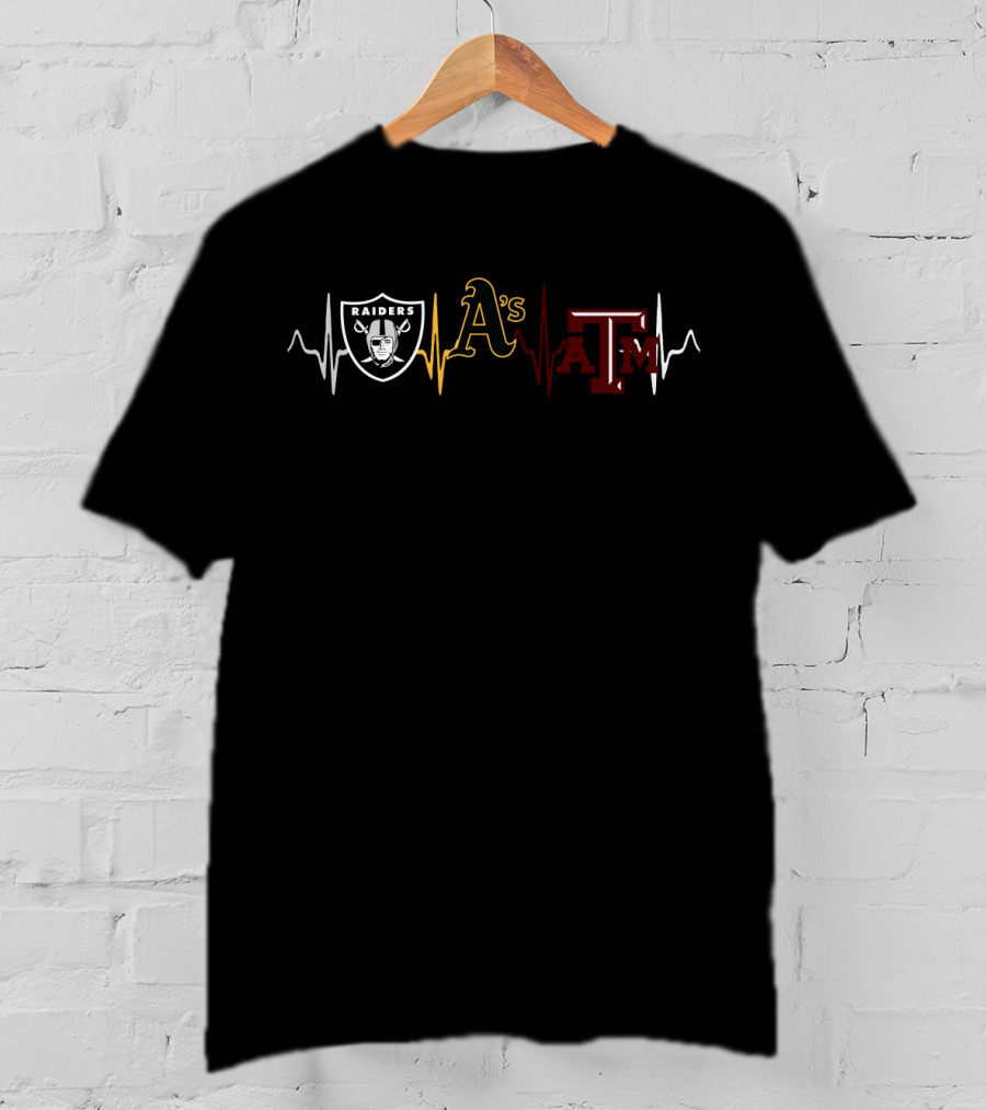 Raiders Athletics A's Texas A&M Heartbeat T-Shirt