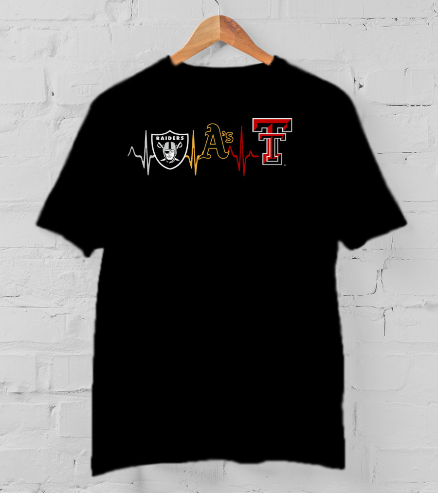 Raiders A's Texas Tech Athletics Heartbeat T-Shirt
