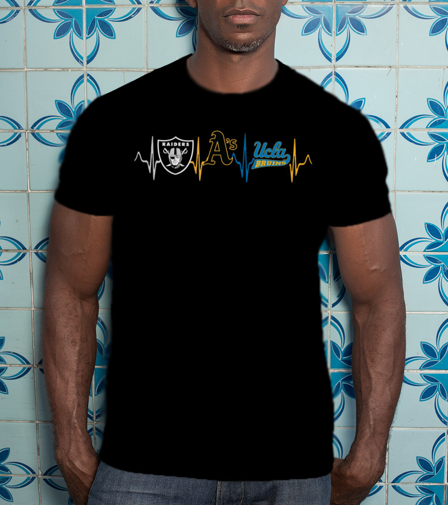 Love Raiders A's Ucla Bruins Heartbeat T-Shirt