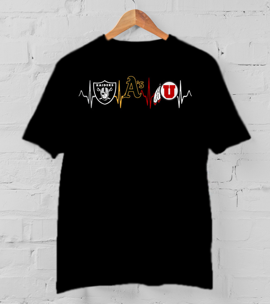 Raiders A's Utah U Heartbeat Line Sports Combo T-Shirt