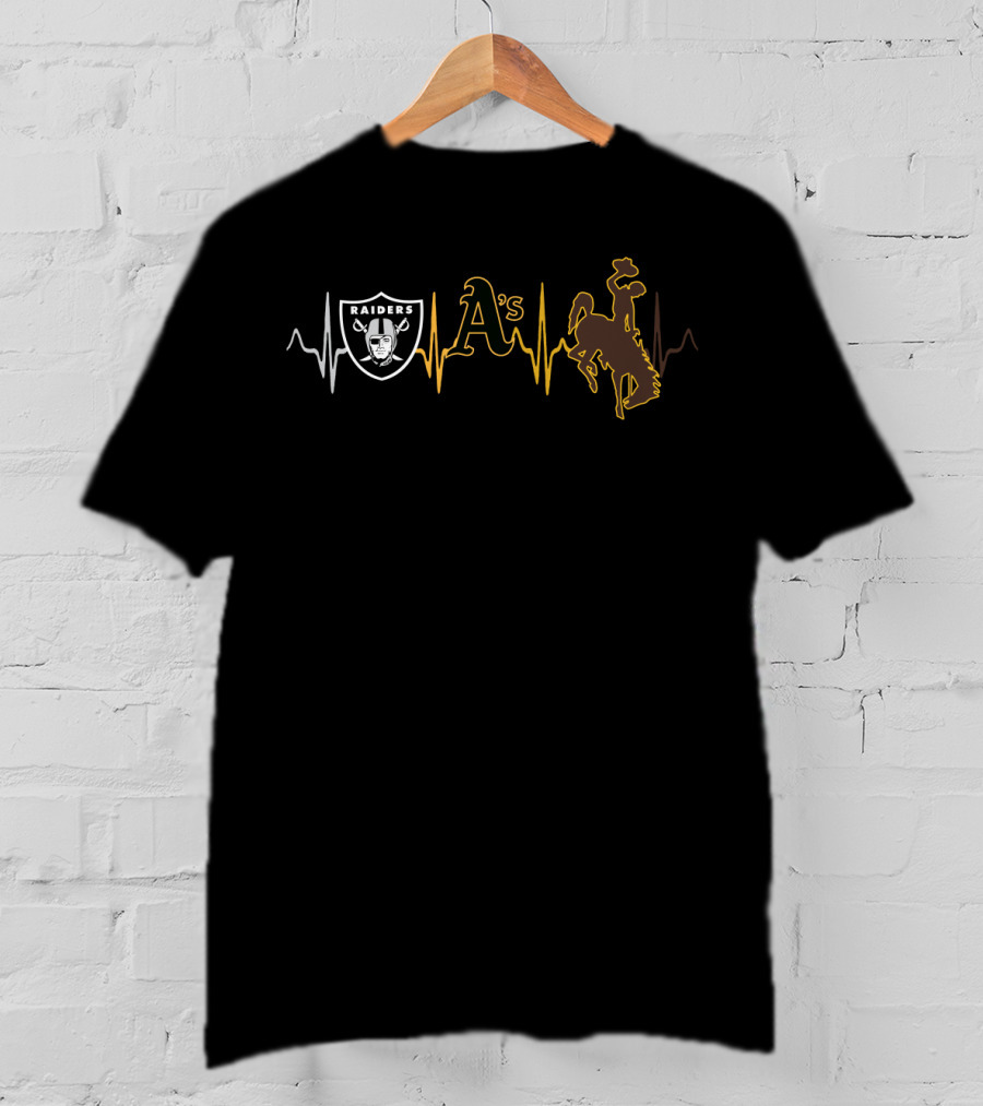 Love Raiders A's Cowboys Heartbeat T-Shirt