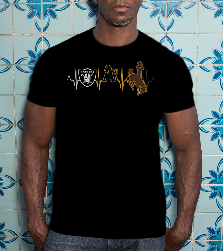 Love Raiders A's Cowboys Heartbeat T-Shirt