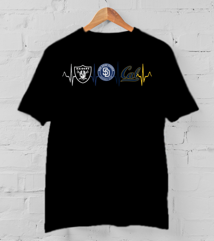 Raiders San Diego Padres Cal Bear Heartbeat T-Shirt