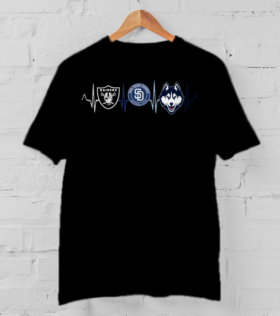 Raiders Padres Huskies Heartbeat T-Shirt