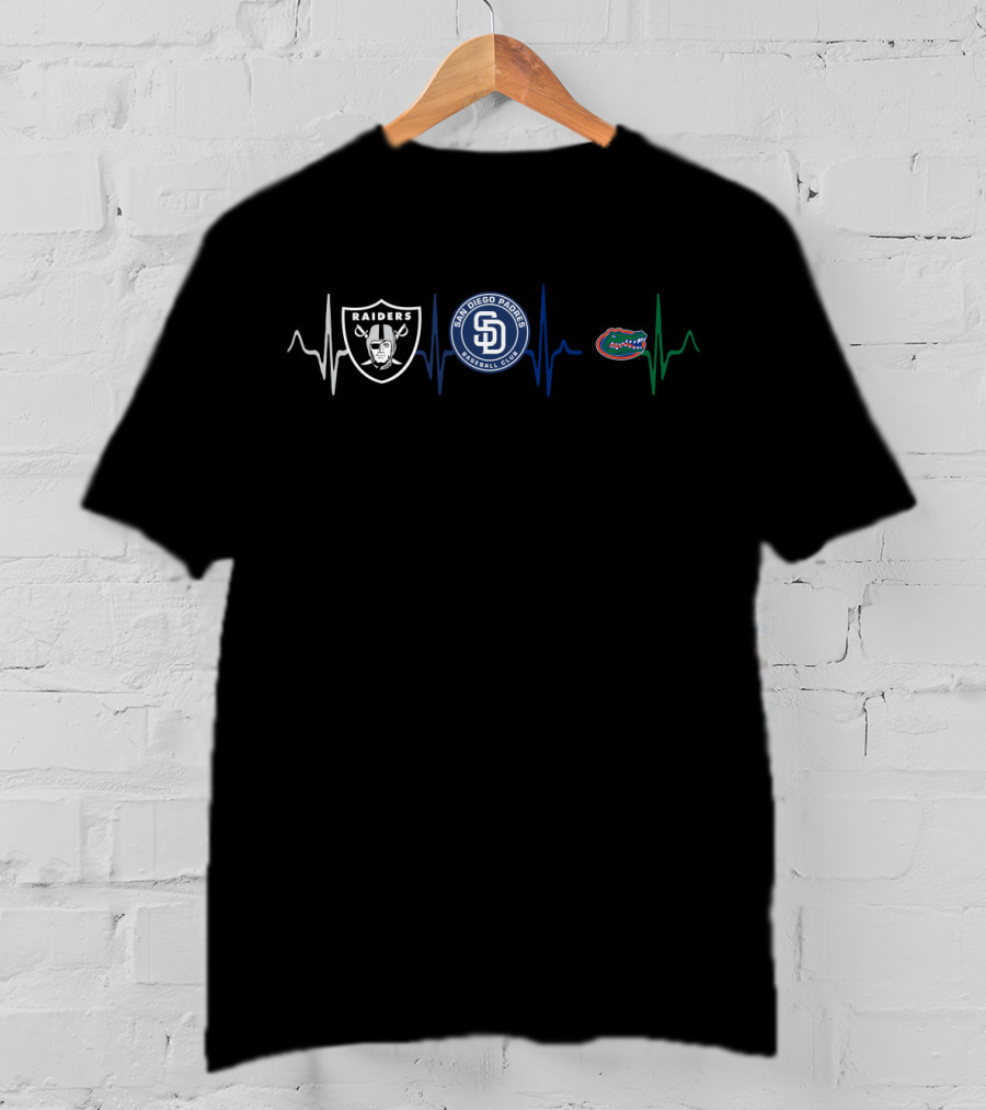 Raiders Padres Gators Heartbeat T-Shirt