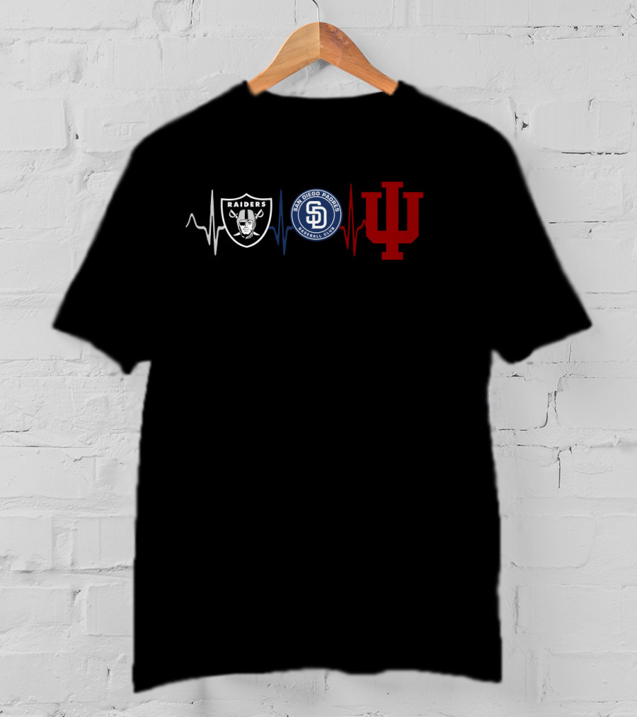 Raiders Padres Indiana Hoosiers Heartbeat T-Shirt