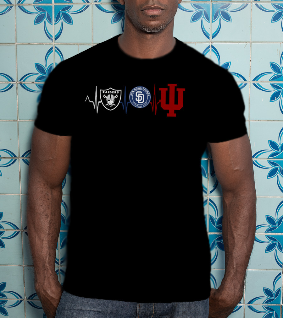 Raiders Padres Indiana Hoosiers Heartbeat T-Shirt