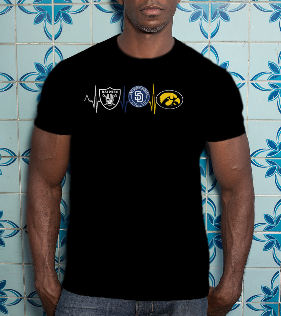 Raiders San Diego Padres Iowa Hawkeyes Love Heartbeat T-Shirt