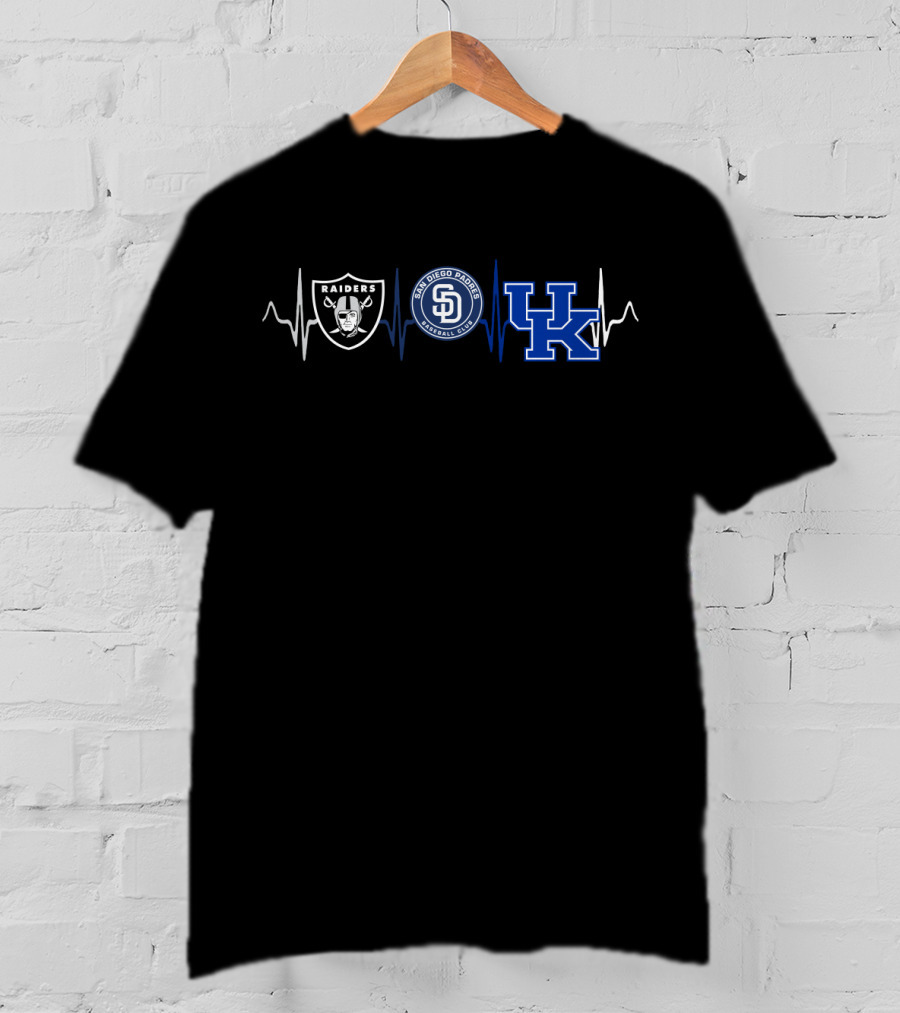 Raiders Padres Kentucky Wildcats Heartbeat T-Shirt