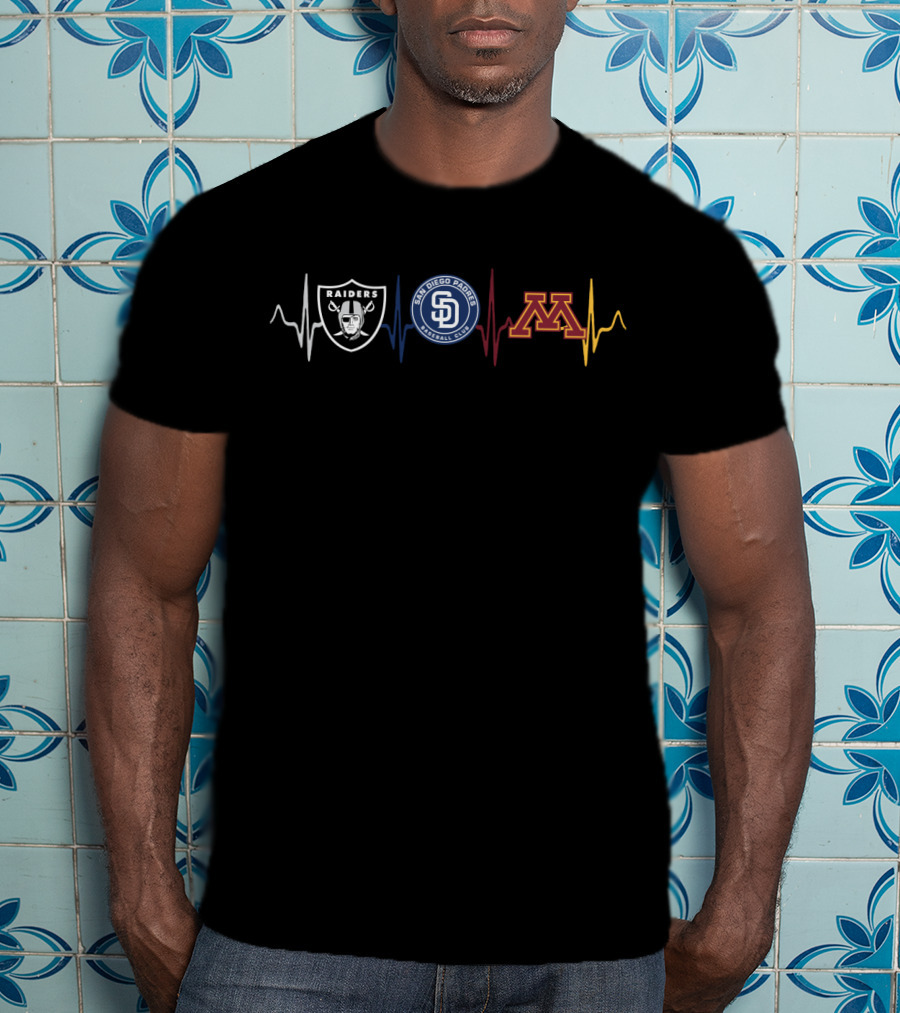 Raiders San Diego Padres University Of Minnesota Heartbeat Style T-Shirt