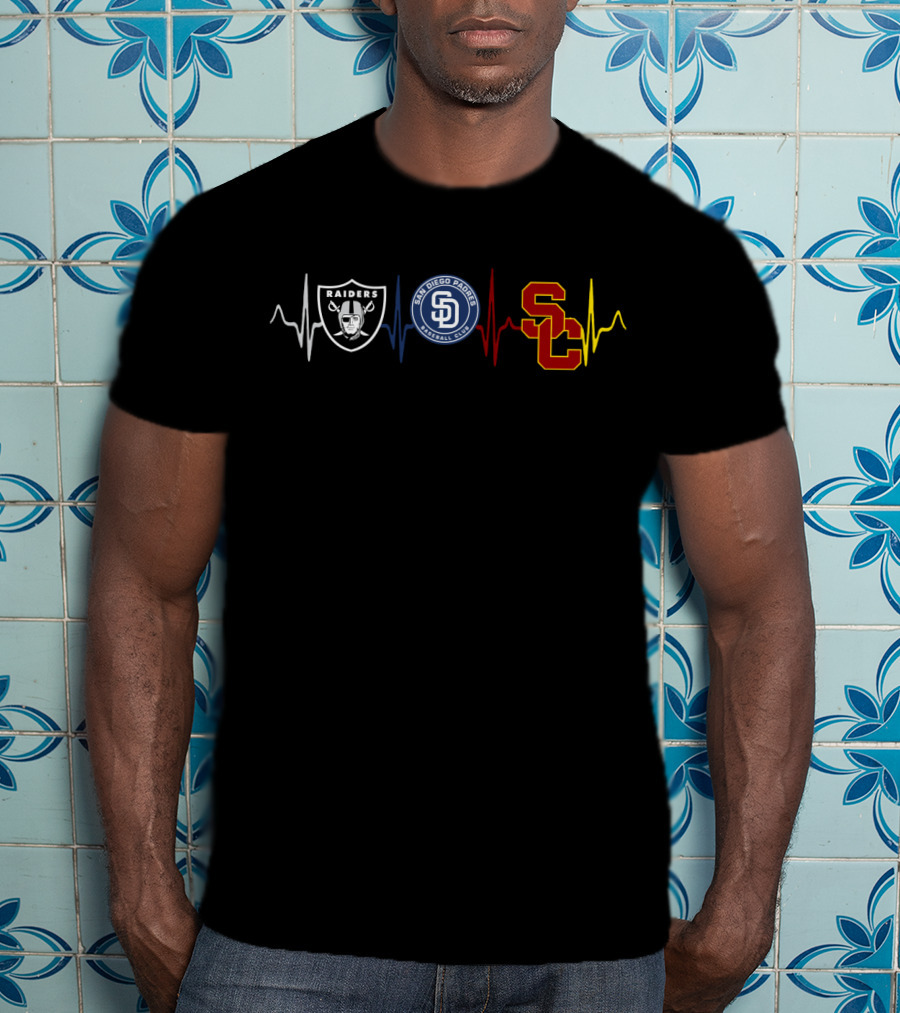 Raiders San Diego Padres Usc Heartbeat T-Shirt