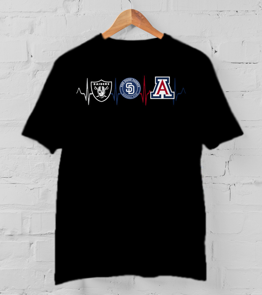 Raiders Padres Arizona Wildcats Heartbeat T-Shirt