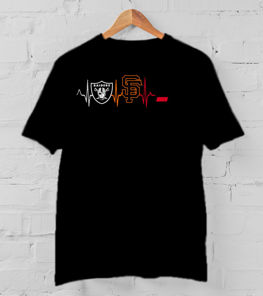 Raiders Giants Cincinnati Bearcats Heartbeat T-Shirt