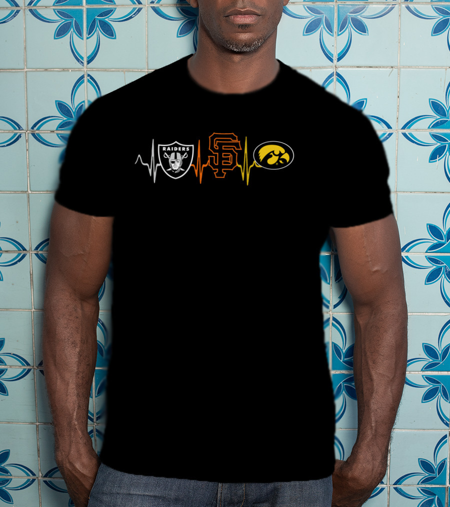 Raiders San Francisco Giants Iowa Hawkeyes Heartbeat Line T-Shirt