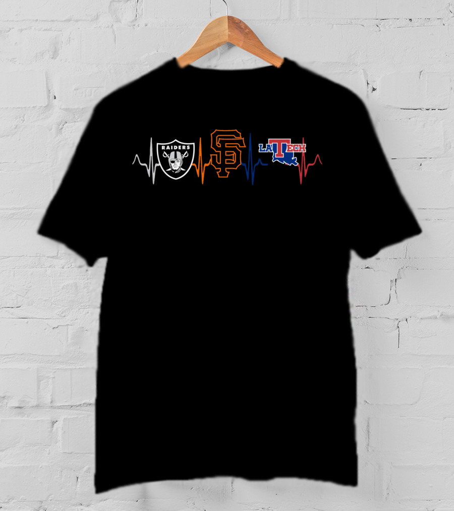 Raiders Giants La Tech Heartbeat Passion T-Shirt