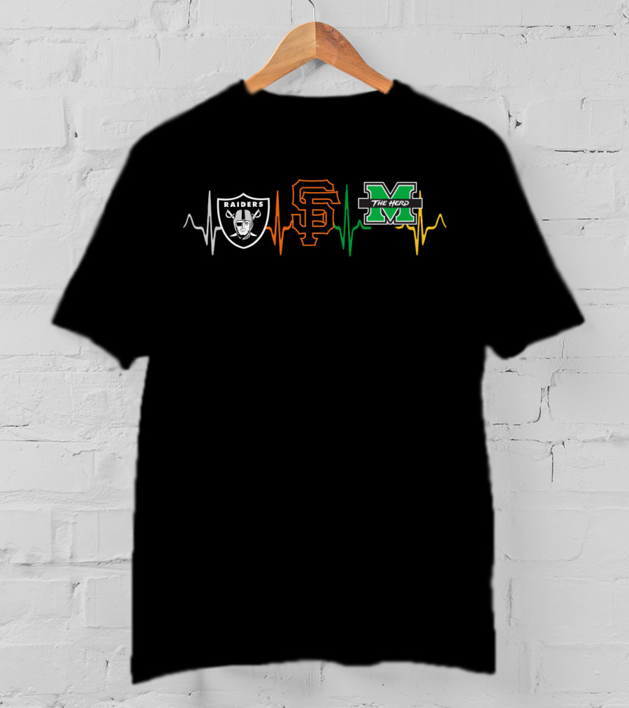 Raiders Giants The Herd Mth Heartbeat T-Shirt