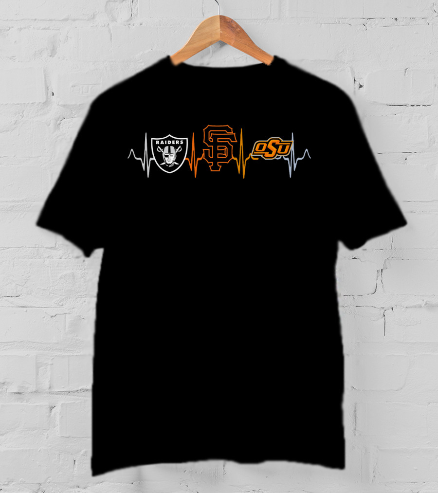 Raiders Sf Giants Osu Heartbeat Logo Fusion T-Shirt