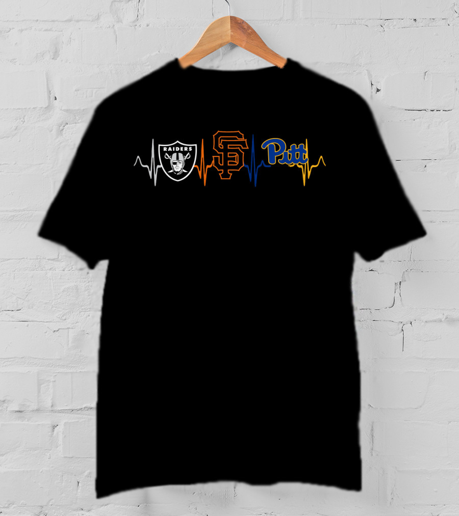 Raiders Giants Pitt Ekg Heartbeat T-Shirt