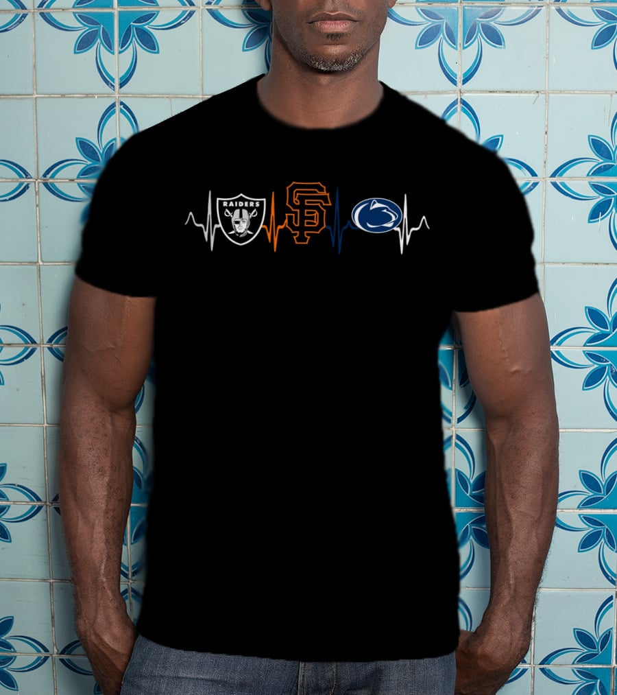 Raiders Giants Penn State Nittany Lions Heartbeat T-Shirt