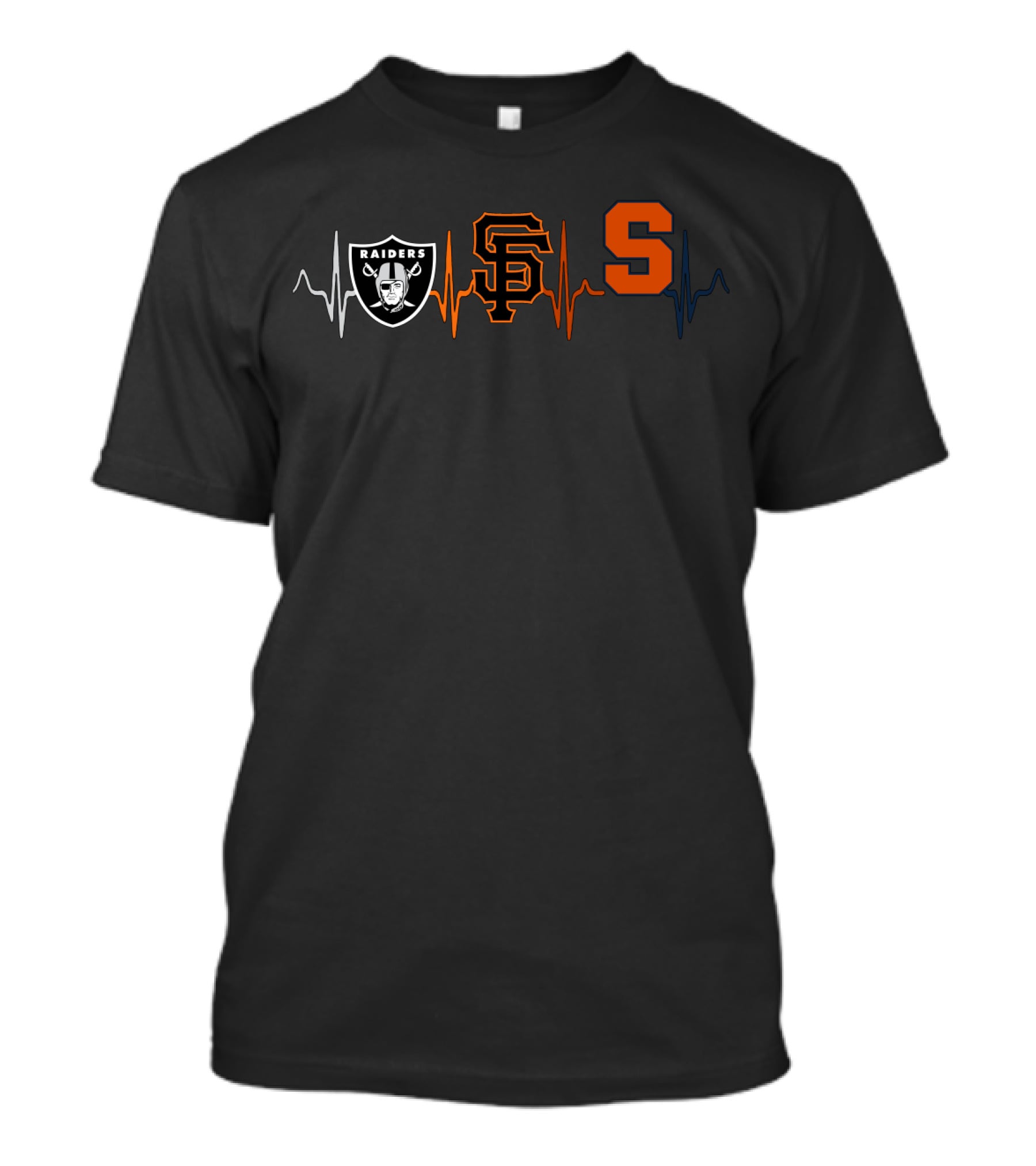 Las Vegas Raiders San Francisco Giants Syracuse Heartbeat T-Shirt