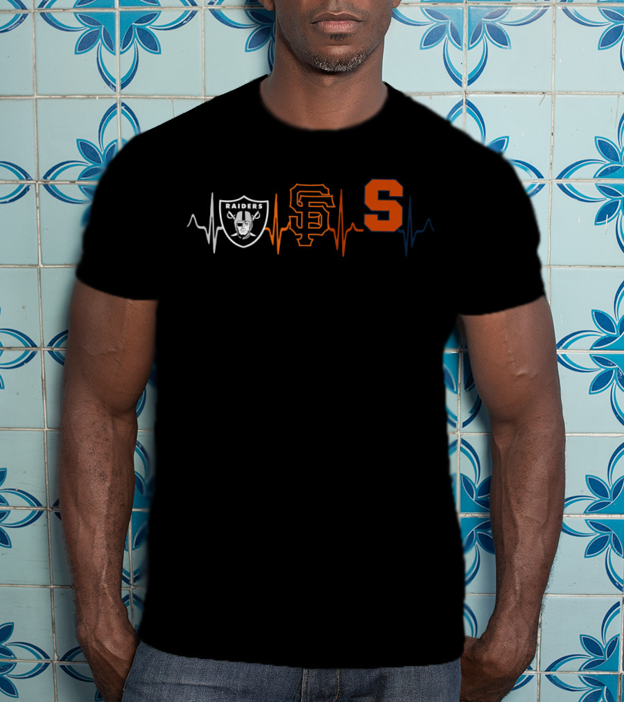 Las Vegas Raiders San Francisco Giants Syracuse Heartbeat T-Shirt