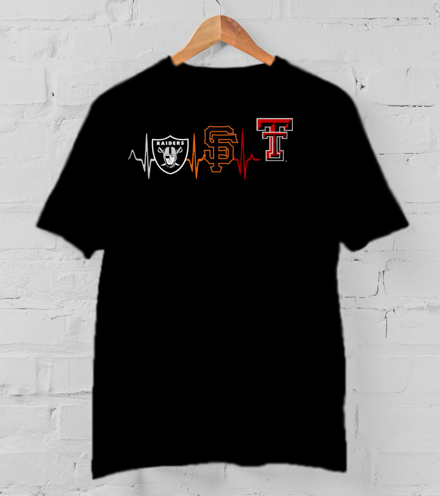 Raiders Giants Texas Tech Heartbeat T-Shirt