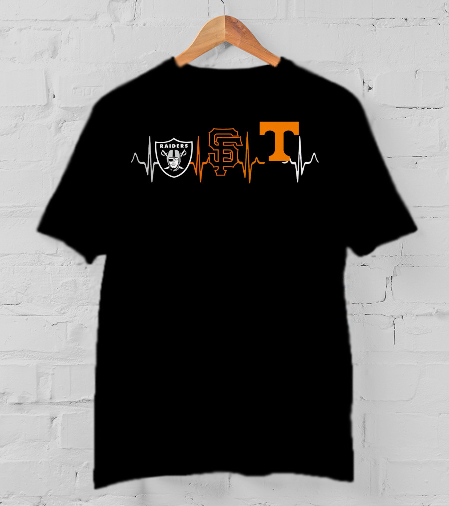 Raiders Giants Tennessee Heartbeat Trio T-Shirt