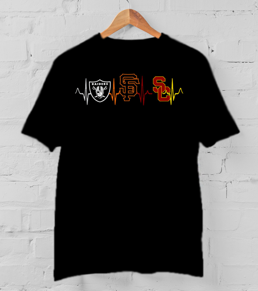 Raiders Giants Usc Heartbeat T-Shirt