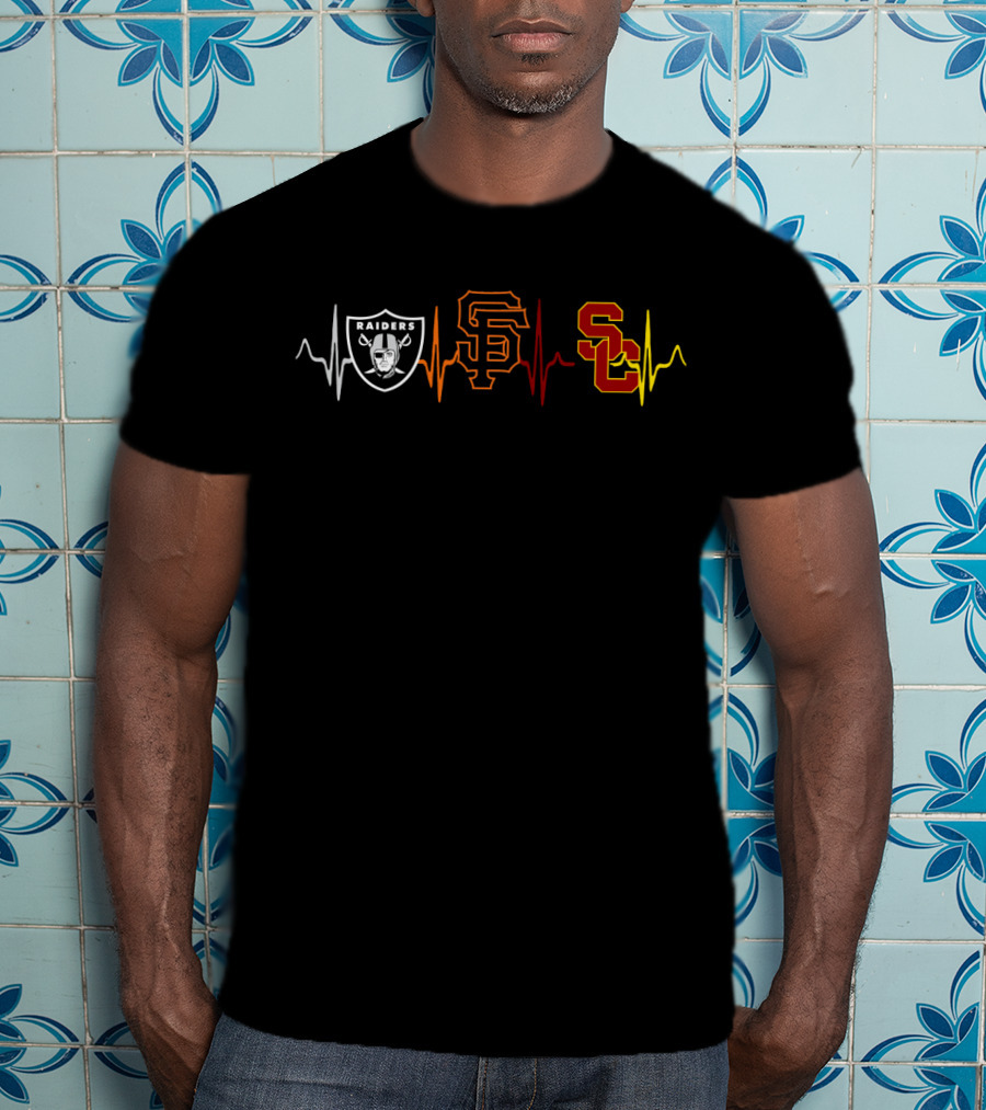 Raiders Giants Usc Heartbeat T-Shirt