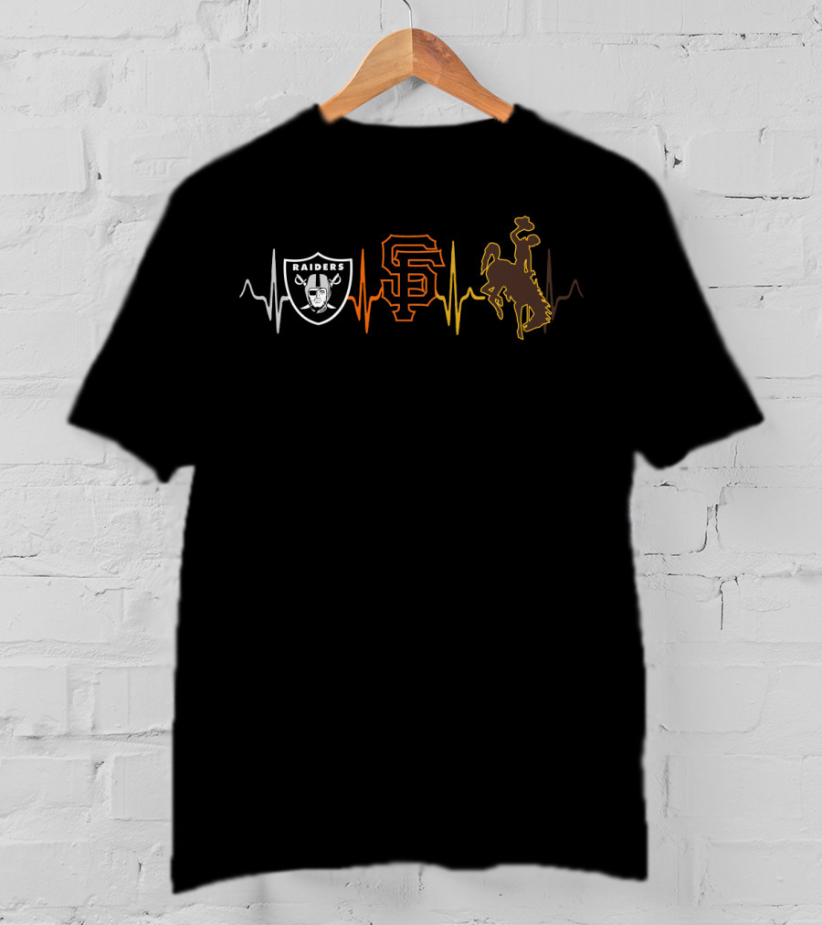 Raiders Giants Wyoming Cowboys Heartbeat T-Shirt
